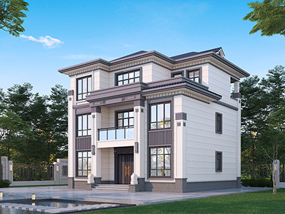 農(nóng)村新中式三層別墅新款圖片大全BZ3729-新中式風(fēng)格